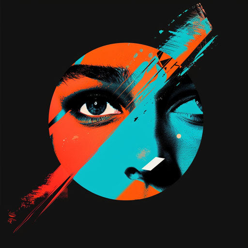 Bold and dynamic photo logo with high contrast background, strong colors