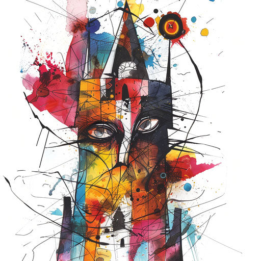 The Tower tattoo, abstract expressionist style