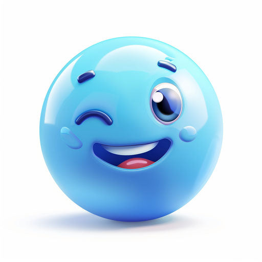 Blue smiley icon, white background, vector graphics