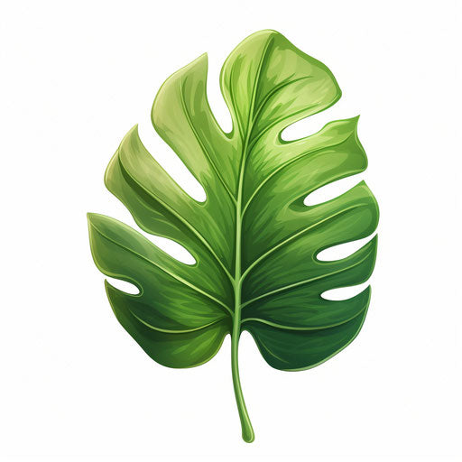 Green leaf in Chiaroscuro style on white background