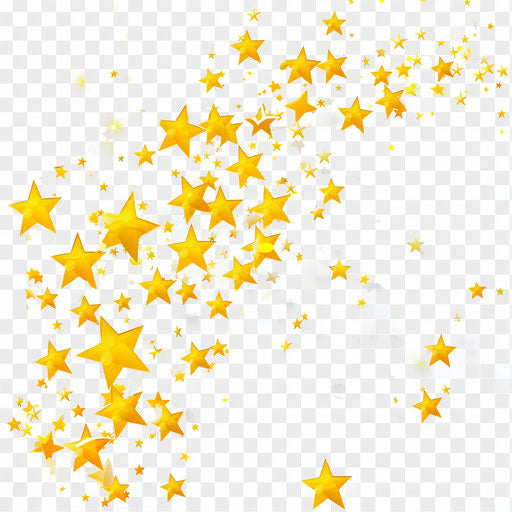 Yellow stars on transparent background, rumiko takahashi style