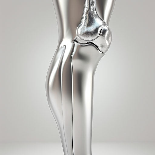 Flat metallic silver background supports realistic knee clipart