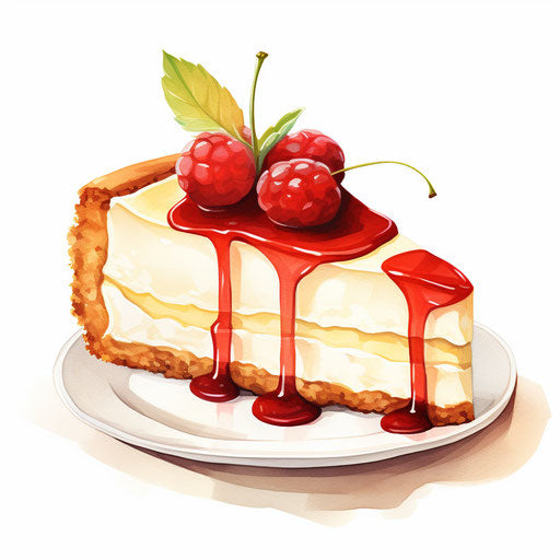 Cheesecake illustration in the style of Oil painting, on white background