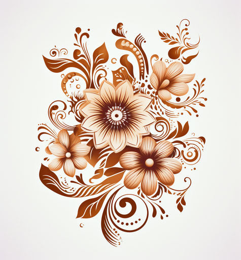 Brown floral tattoo-inspired design vector, heavy inking