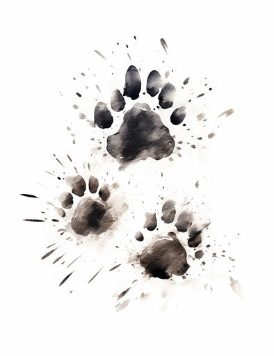 Dog paw print on white background
