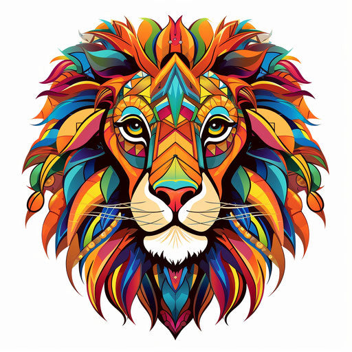 Lion head as a coloring page with mandala pattern