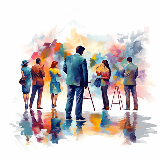 Company clipart in the style of Impressionistic Art