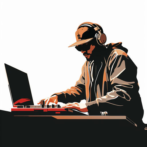 Minimalist style DJ illustration, on a white background