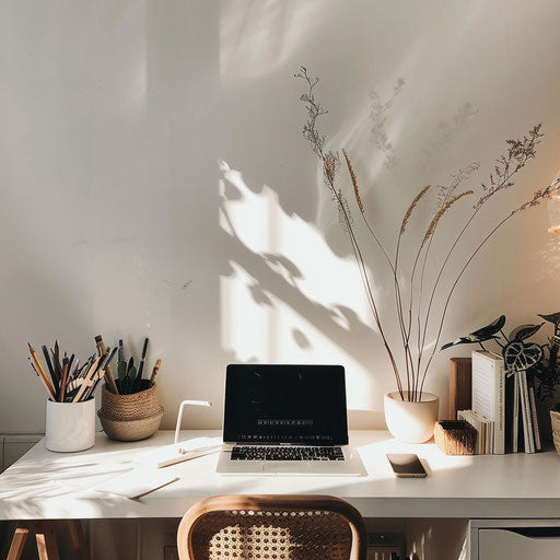 Minimalist workspace with laptop and simple decor