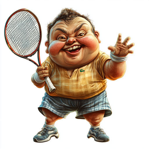 Humorous caricature of a tennis clipart with human characteristics