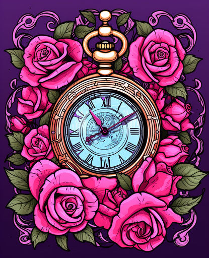 Cute pocket watch with roses and pearls