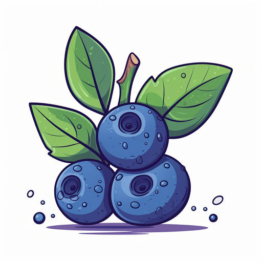 Blueberry illustration in minimalist style, on white background