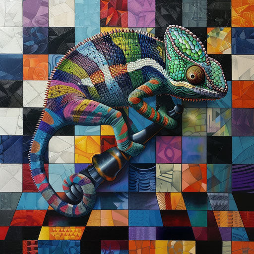 Chameleon on a chessboard, changing colors with each move