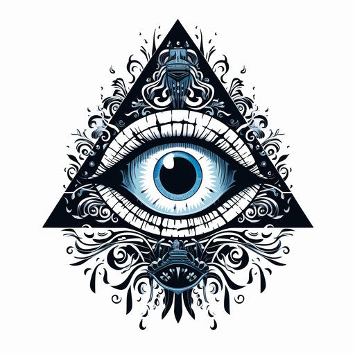 The all seeing eye tattoo in cybermysticsteampunk style