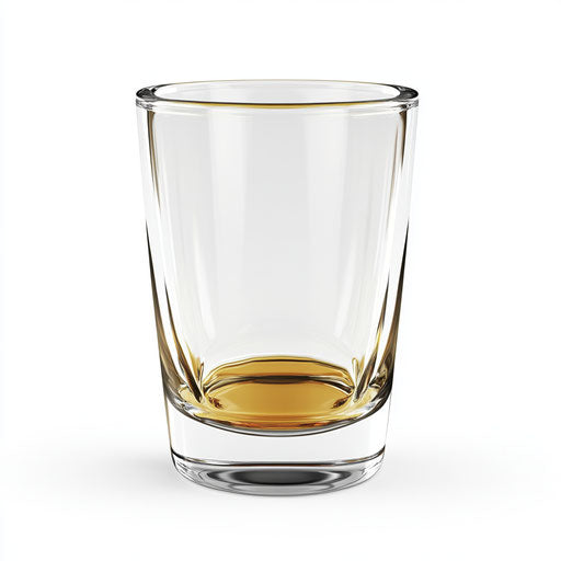 3D shot glass on flat white background, isolated clipart