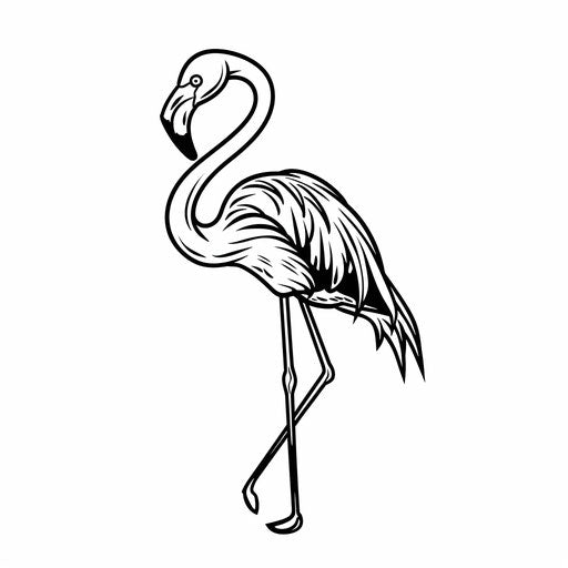 Minimalist flamingo tattoo illustration in black line art