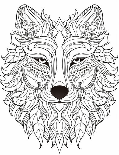 Printable wolf head coloring sheets for adults