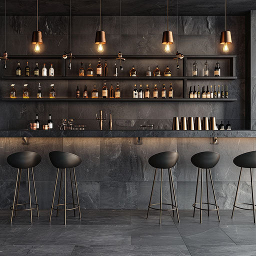 Elegant and realistic bar clipart on flat slate grey background