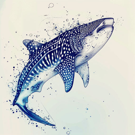 Elegant tattoo sketch of a whale shark gliding in water
