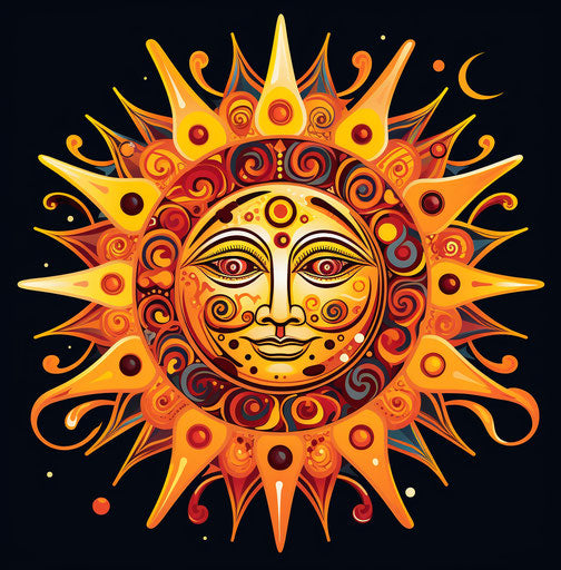 Solar face in early medieval art style - 75:76