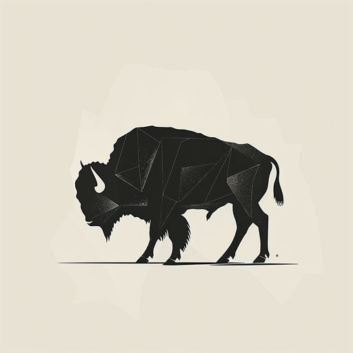 Minimalist bison silhouette with clean lines