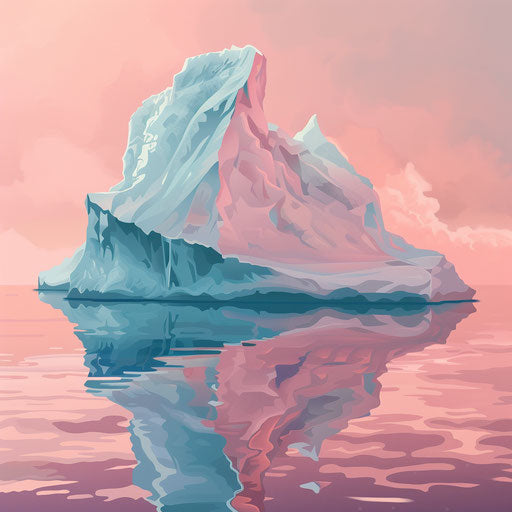 Dusky rose background with realistic iceberg