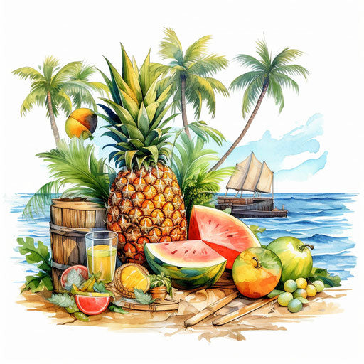 Summer fun illustration in the style of Oil painting