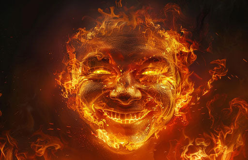 Happy face of fire fire fire, dark humor 17:11