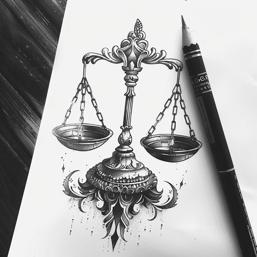 Scales of justice on white background