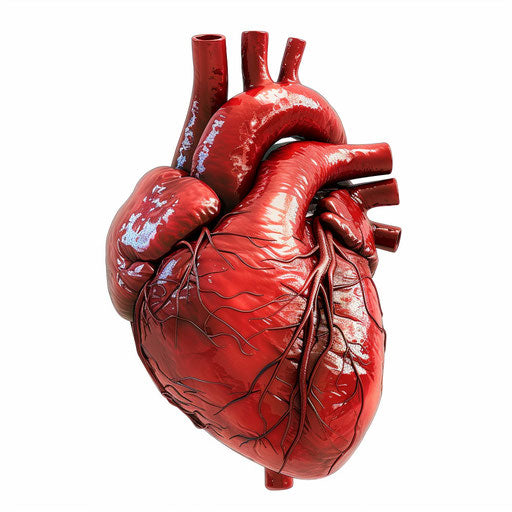 Heart clipart png in photorealistic style with flat white background