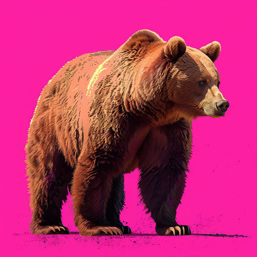 Brown bear on bright magenta background with detailed texture