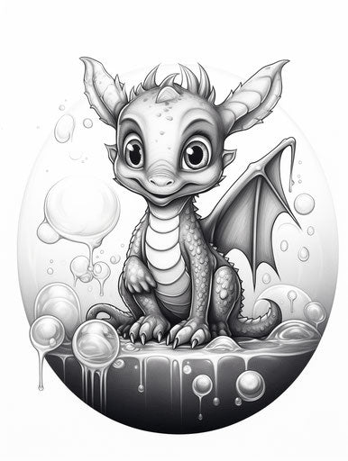 Adorable dragon on bubble with realistic detailing