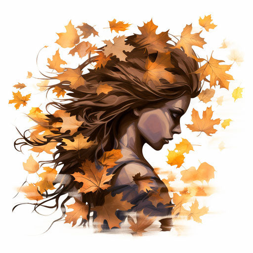 Autumn clipart images in the style of Chiaroscuro Art, on white background