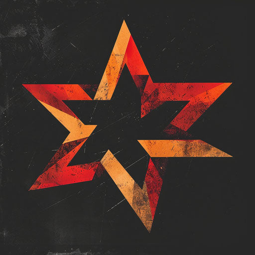 Bold geometric logo with overlapping triangles