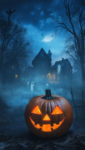 Haunted landscape under the moon