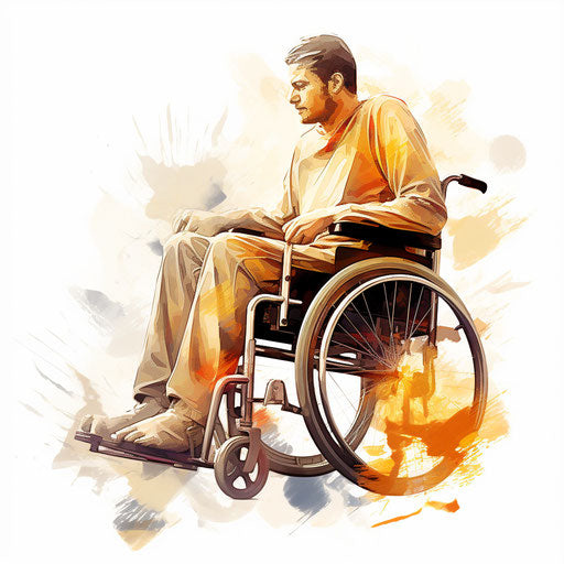 Wheelchair clipart in Oil painting style, white background