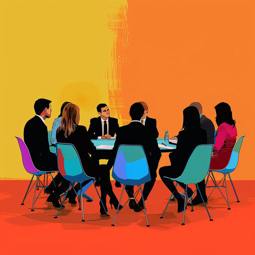 Meeting clipart with vibrant background and enhanced details