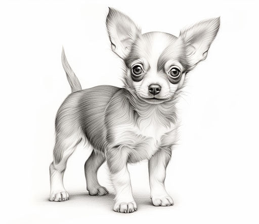 Realistic black and white chihuahua puppy