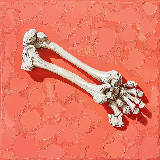 Realistic bone clipart on a flat, vibrant coral background