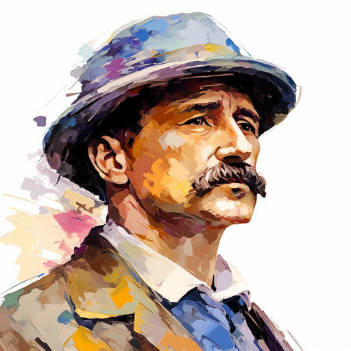 Chin illustration in the style of Impressionistic Art, on white background