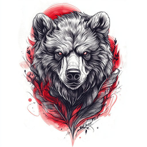 Beautiful flat clipart style tattoo sketch of a strong bear