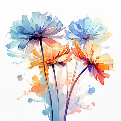 Flower silhouette in the style of Impressionistic Art