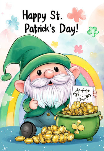 The cheerful Irish gnome and Saint Patrick's Day party