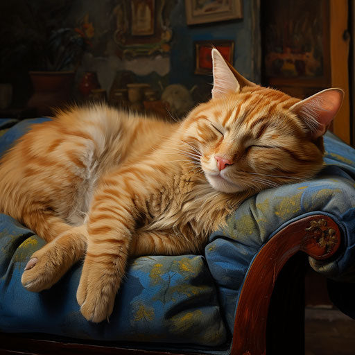 Manx cat sleeping on a couch