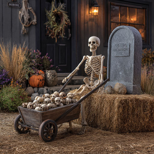 Festive Halloween Skeleton with Barrow of Bones