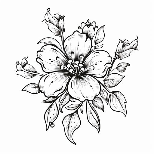 Indian flower drawing on white background