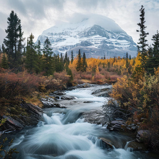 Mount Augustus with a river in the foreground, in the style of Chris Burkard