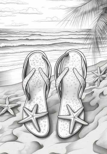 Stars and flip flops: intricate textures coloring page