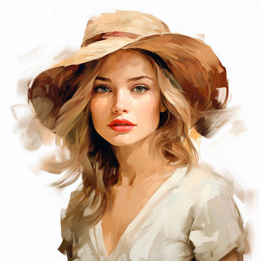 Woman clipart in the style of oil painting, on a white background