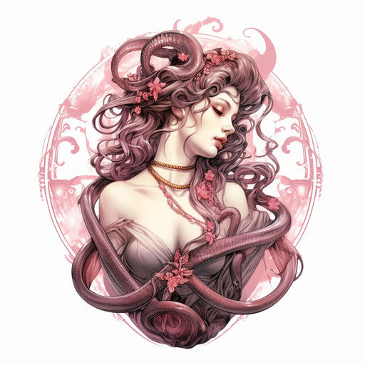 Conceptual tattoo illustration for women, occultism and culture